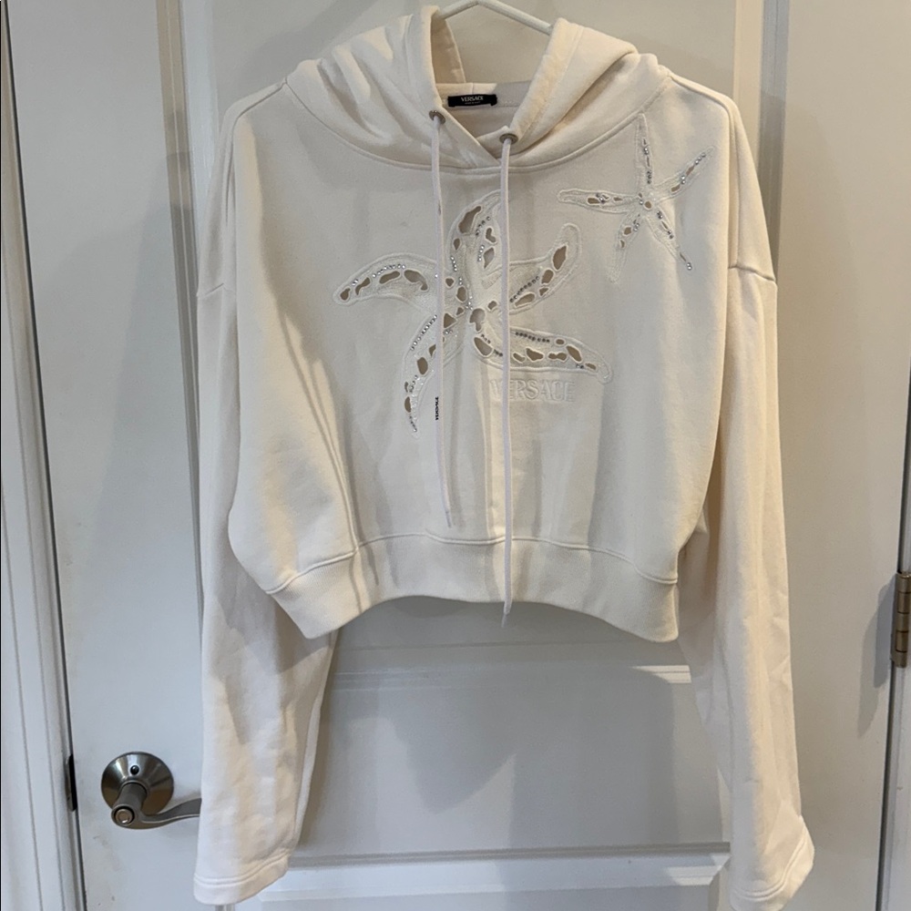 Versace Off-White Hoodie with Starfish Embroidery
